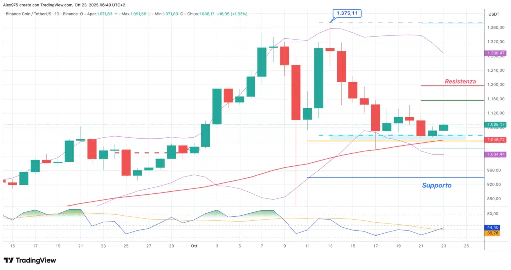 Binance Coin (BNB) - daily 23 ottobre 2025