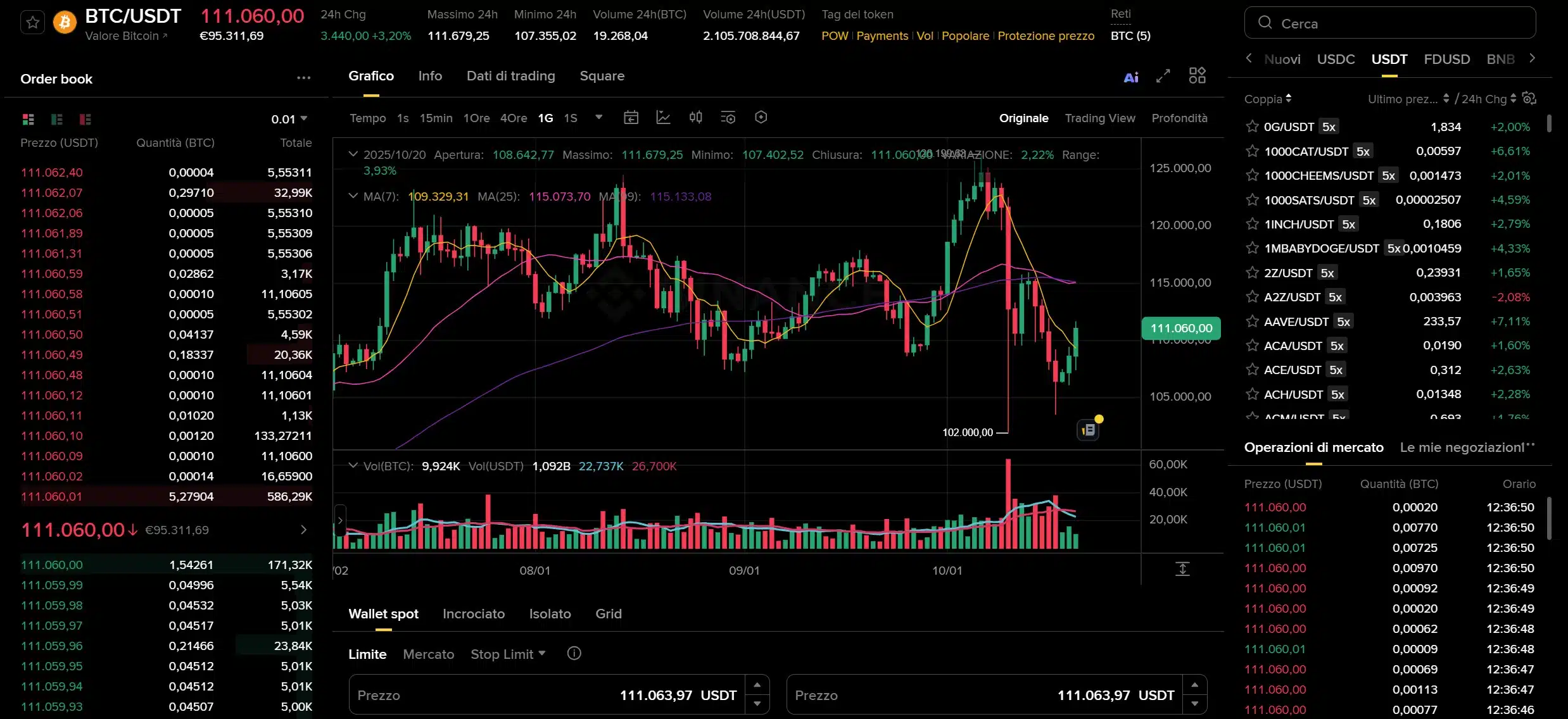 Binance - piattaforma operativa