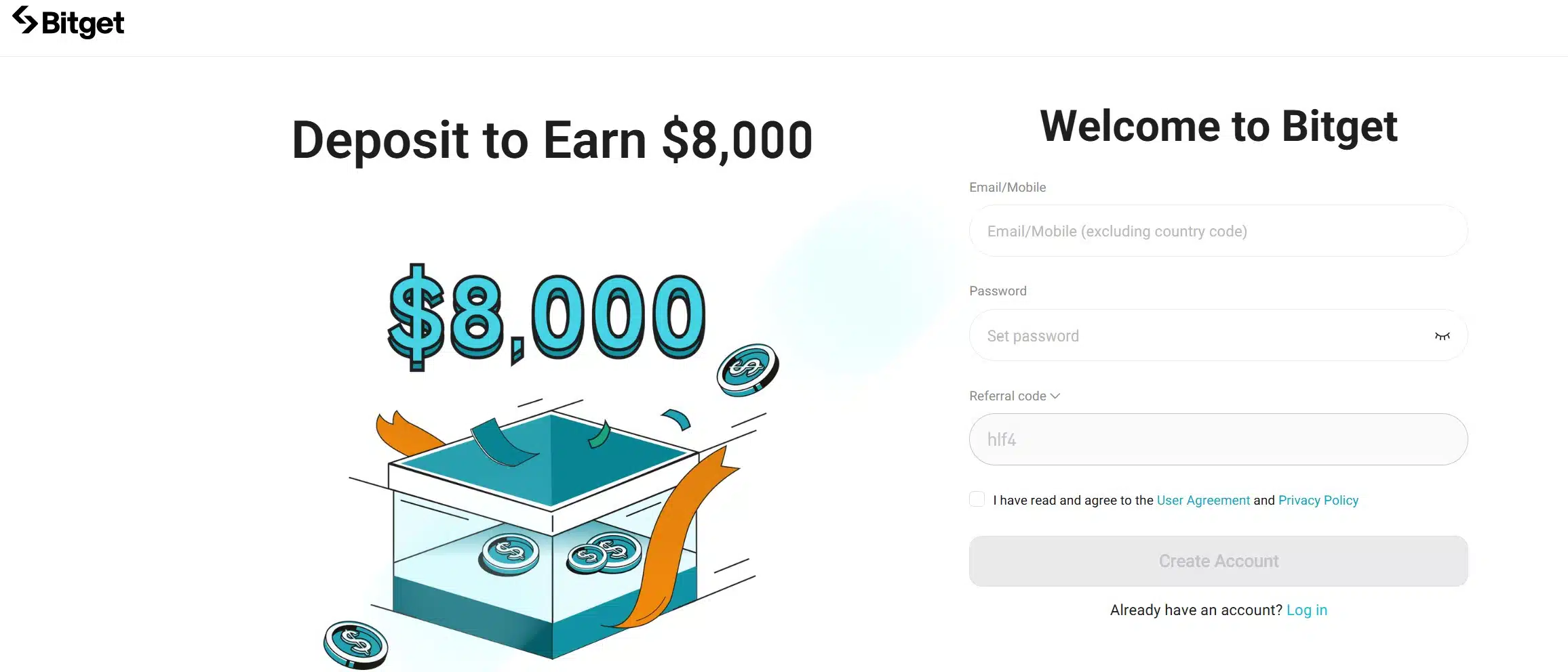 Registrazione su Bitget per azioni tokenizzate