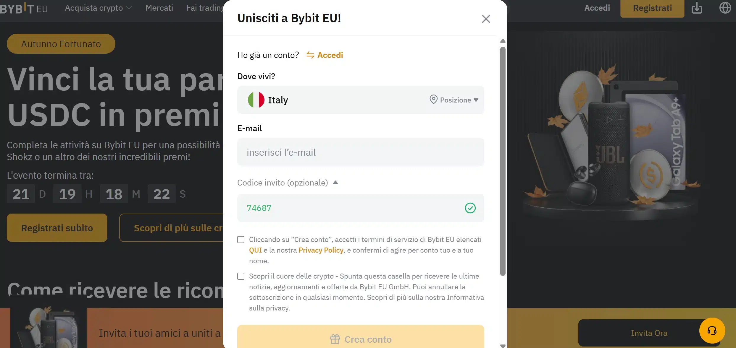 Bybit promo estrazione fortunata - registrazione