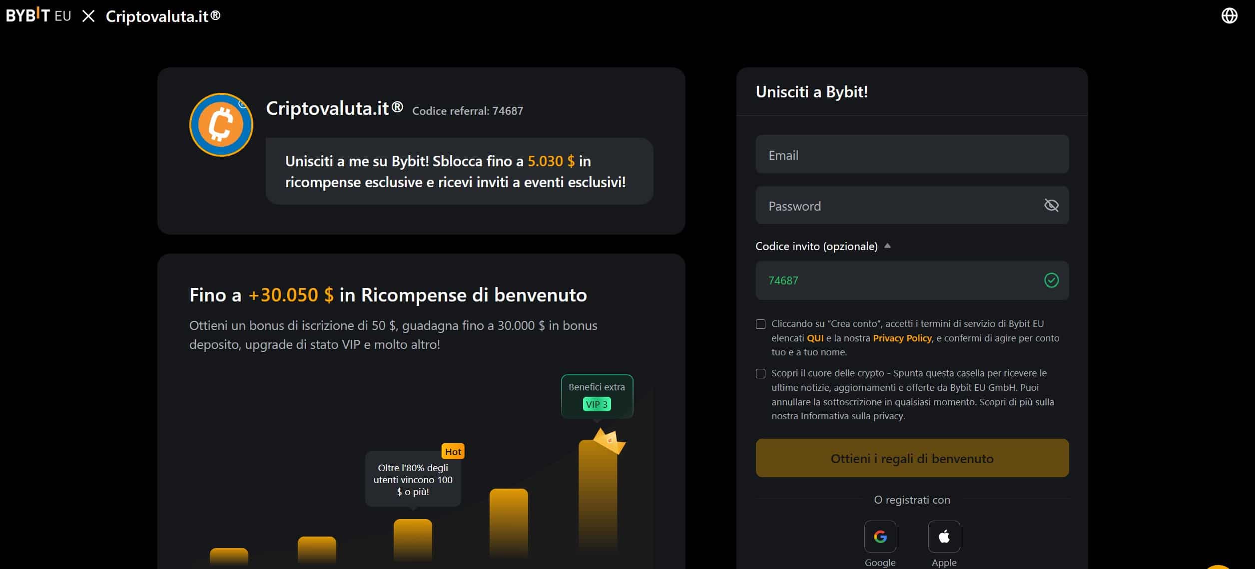 Bybit - registrazione pre KYC