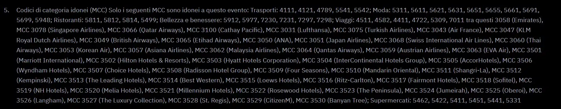 Codici categoria spese Cashback 20% Bybit EU Card