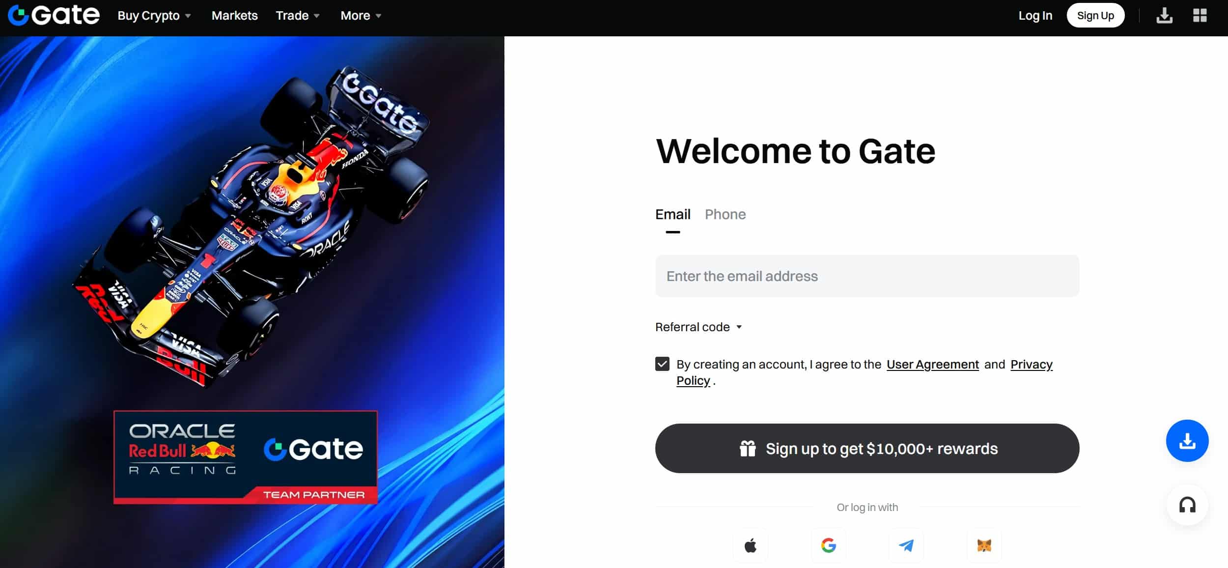 Gate registrazione e login