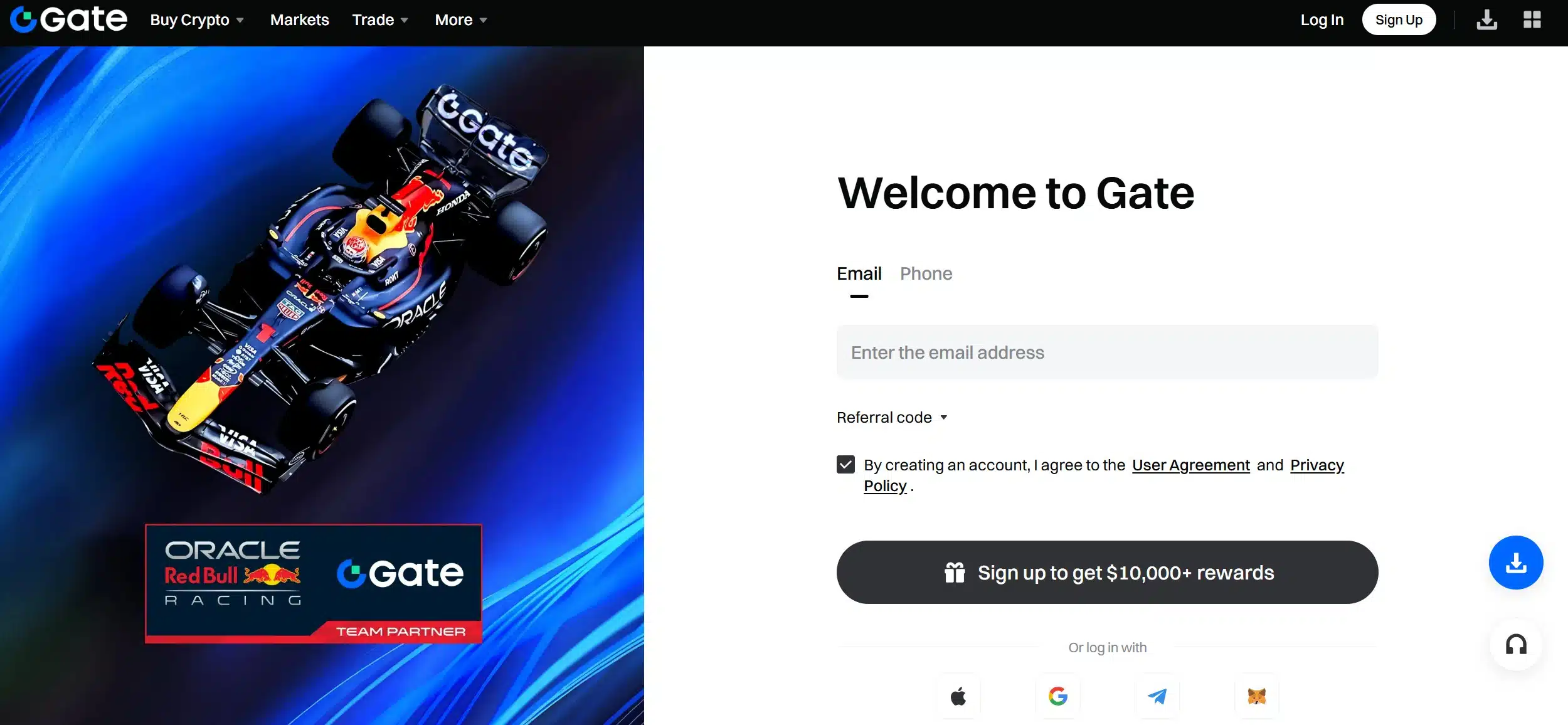 Gate registrazione e login