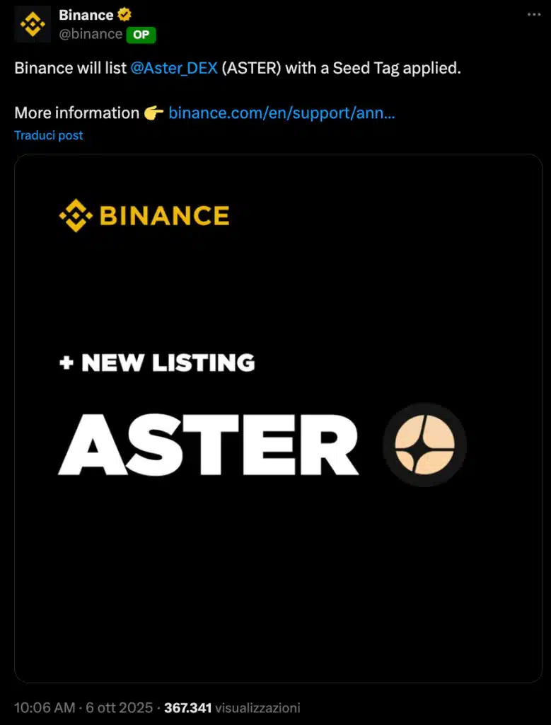 Aster listing