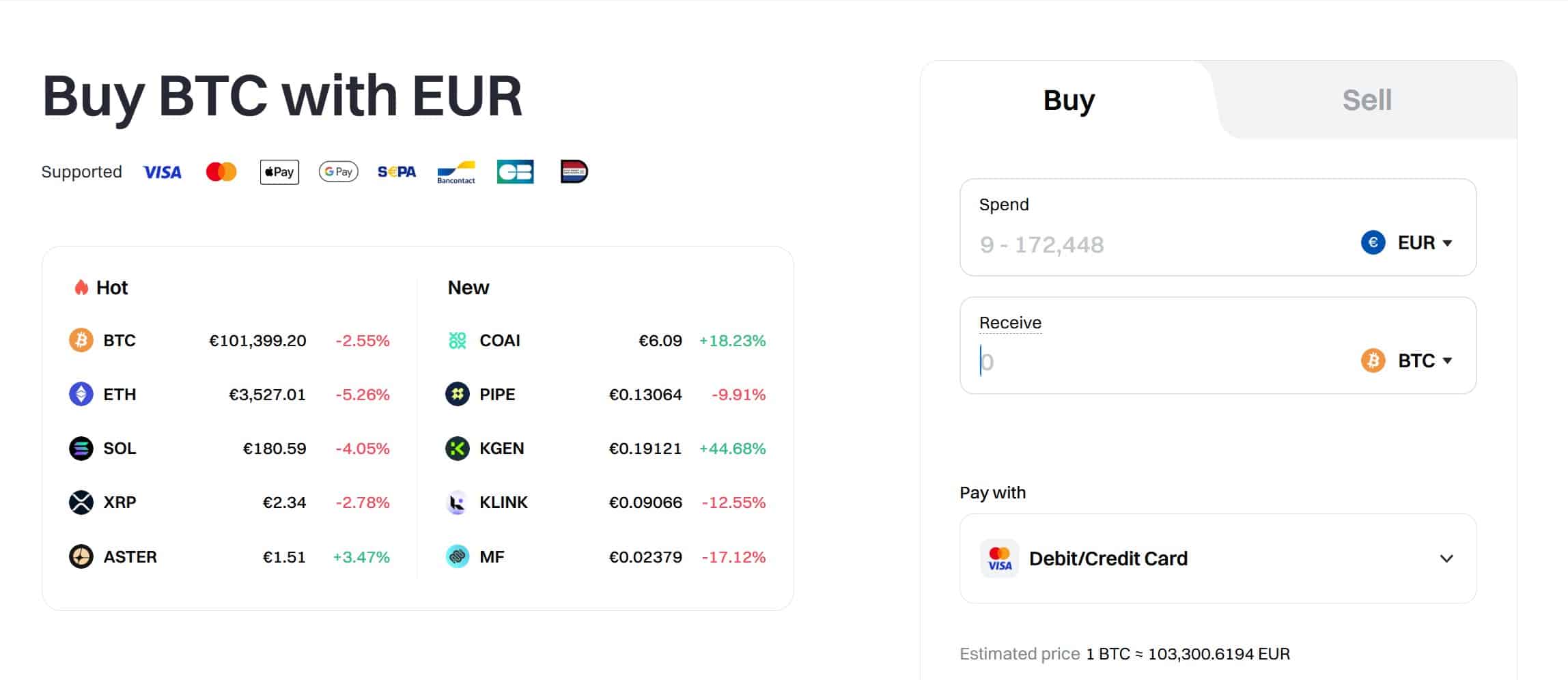 Piattaforma di acquisto crypto diretto su Gate