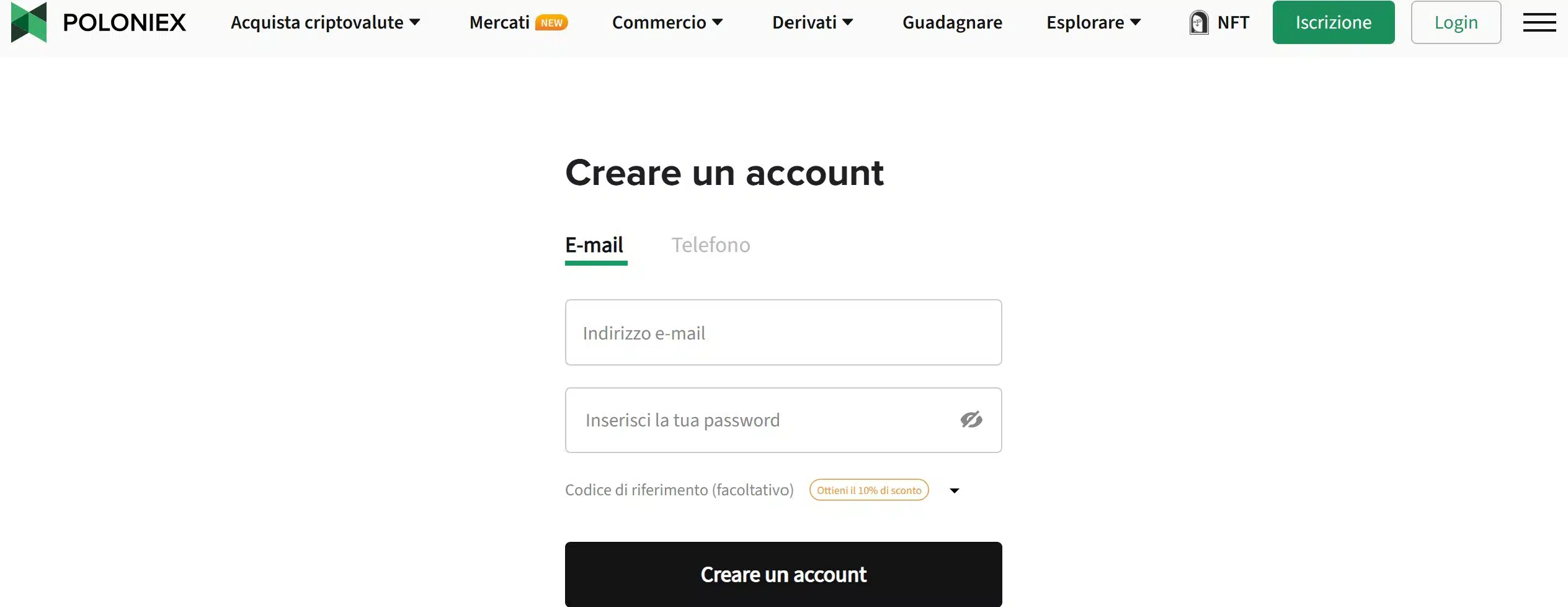 Poloniex registrazione 