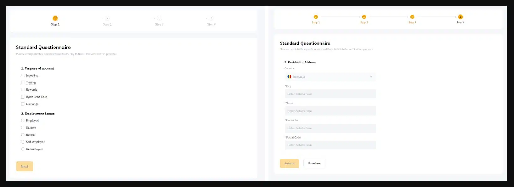 Questionario Standard - Bybit KYC