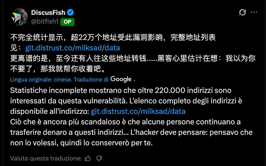 Vulnerabilità tweet f2pool co-fondatore