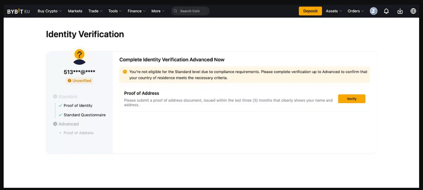 Verifica Avanzata Bybit KYC