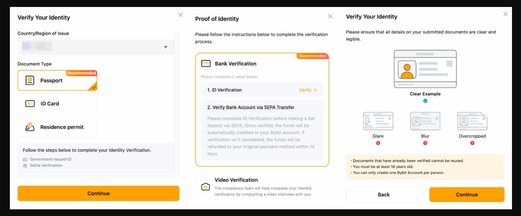 Verifica bancaria - Bybit KYC