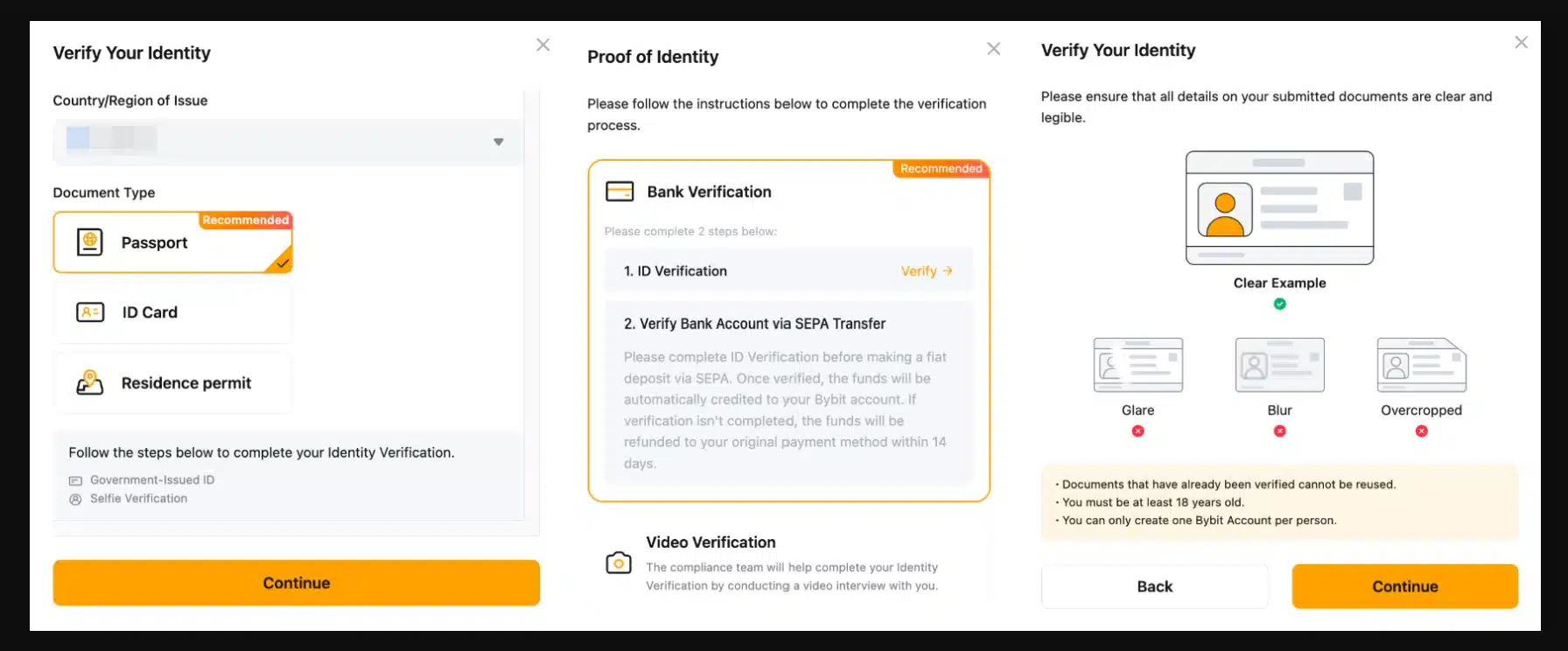 Verifica bancaria - Bybit KYC