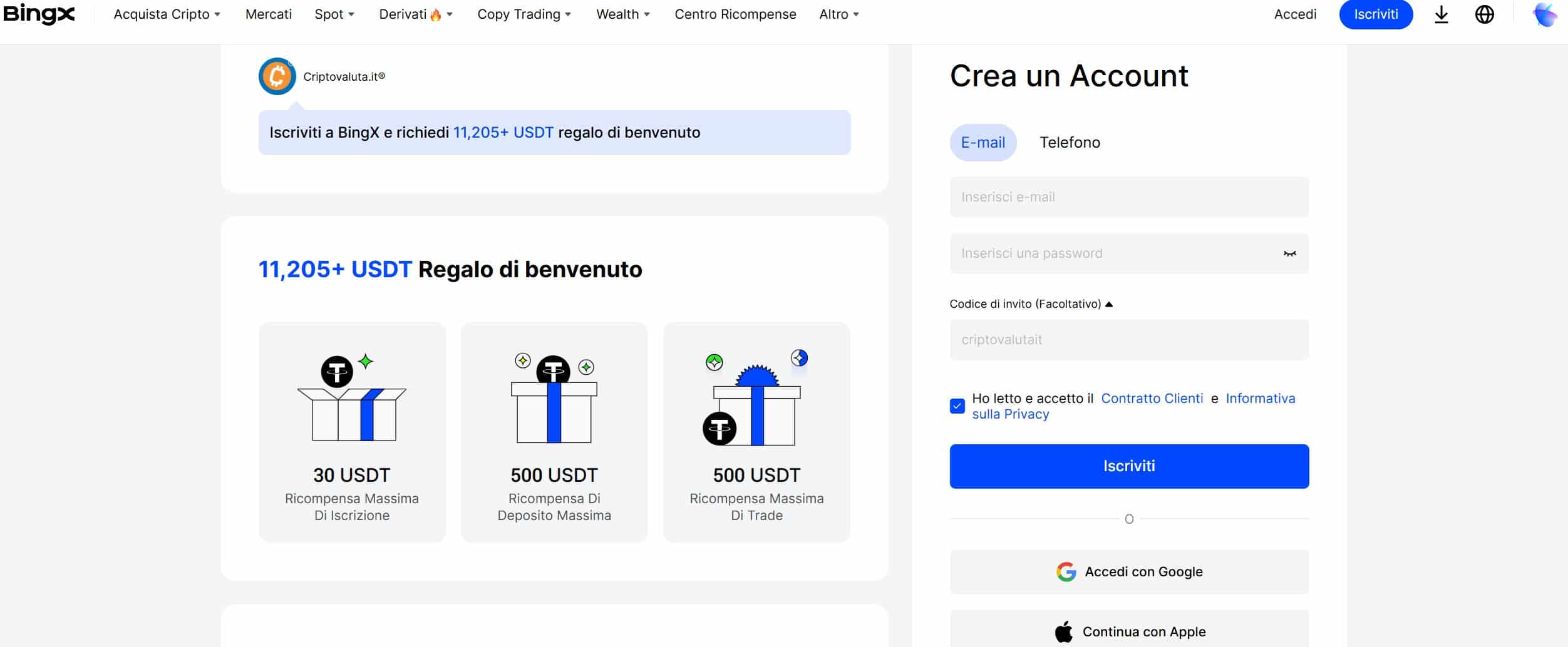 BingX Copy Trading - registrazione