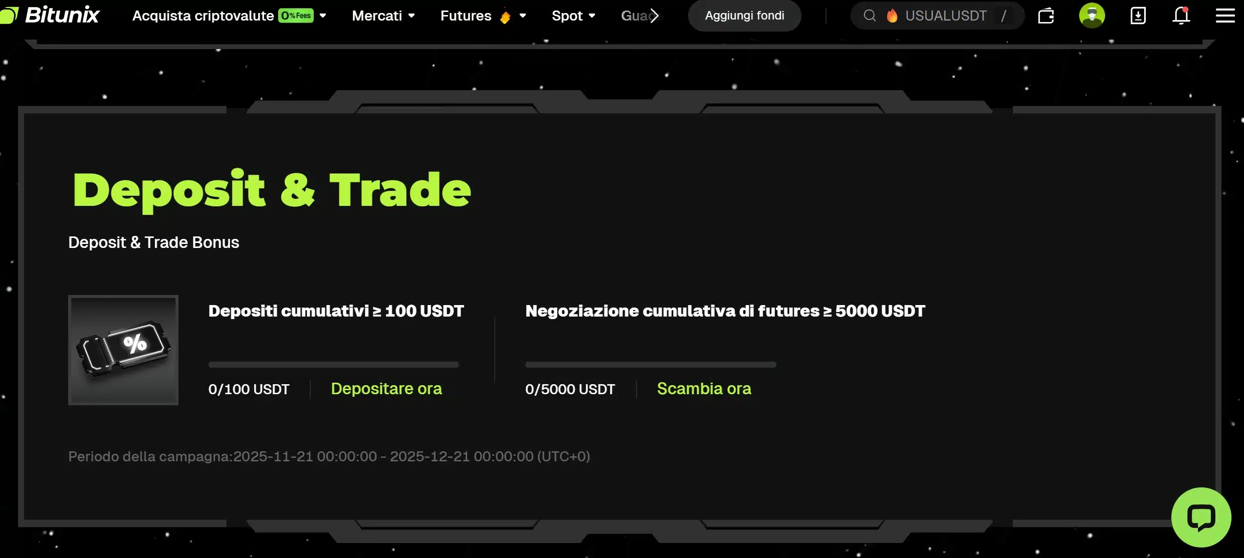 Bonus Bitunix - deposito e trading futures
