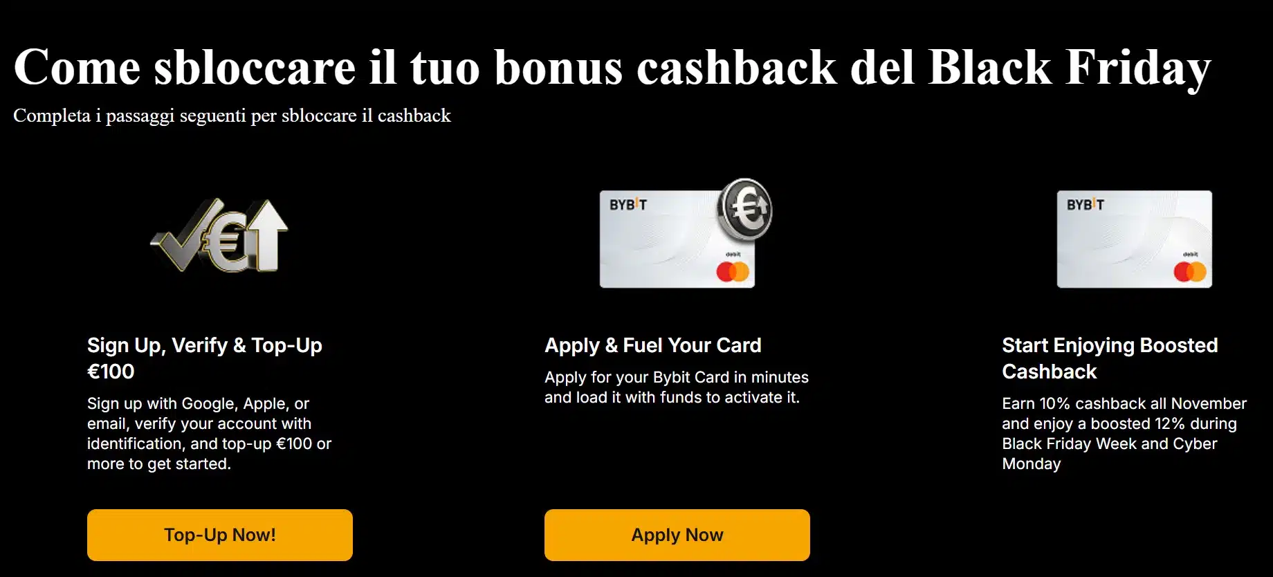 Come accedere al Cashback Black Friday di Bybit EU Card