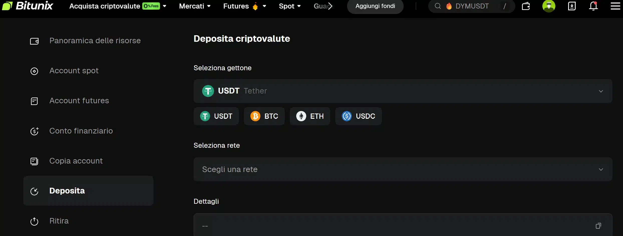 Come depositare crypto su Bitunix