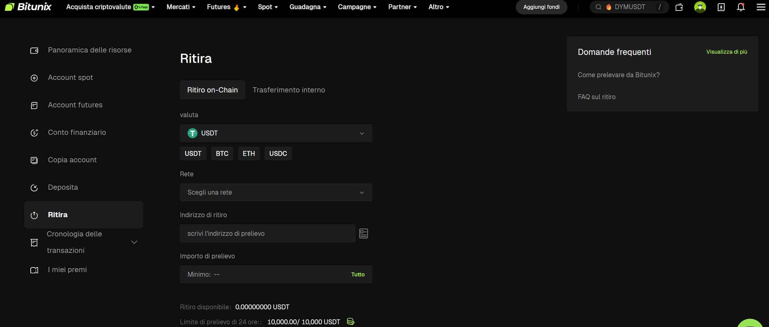 Come prelevare crypto su Bitunix