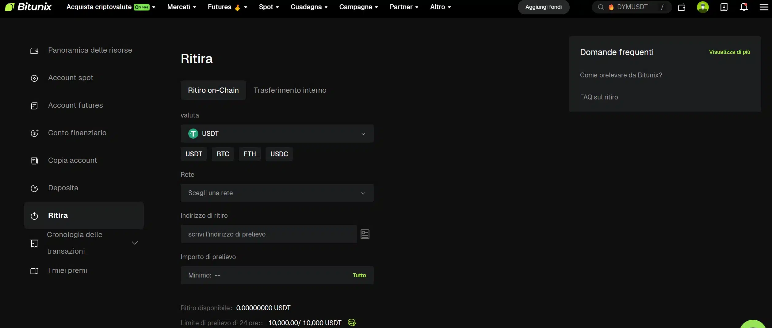 Come prelevare crypto su Bitunix