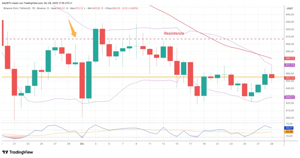 Binance Coin (BNB) - daily 29 dicembre 2025