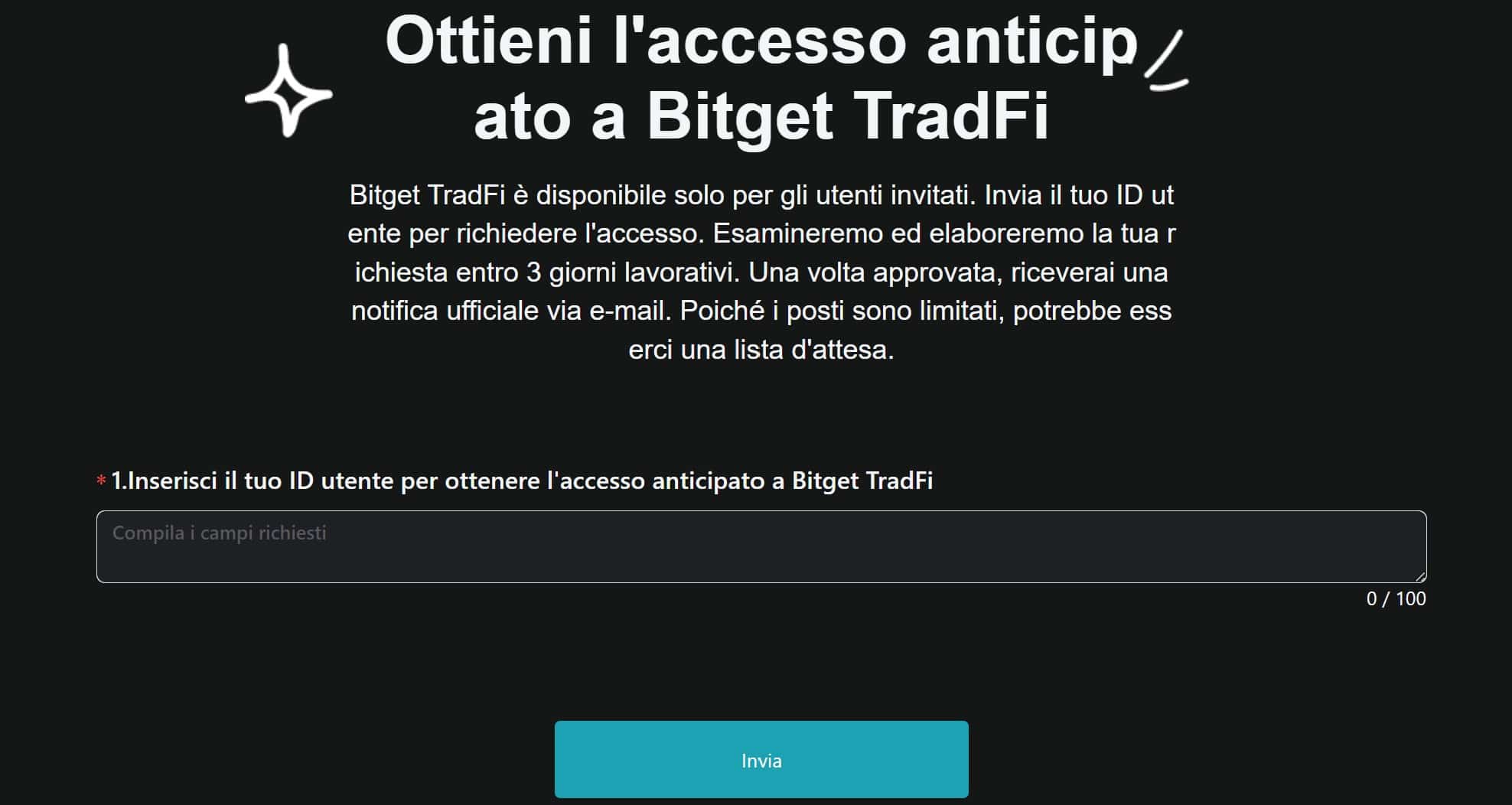 Bitget TradFi - accesso anticipato