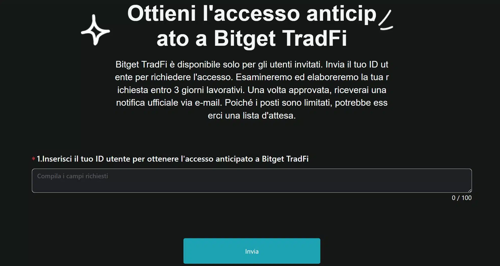 Bitget TradFi - accesso anticipato