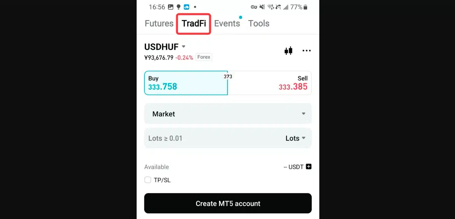 Creare un account MT5 per Bitget TradFi