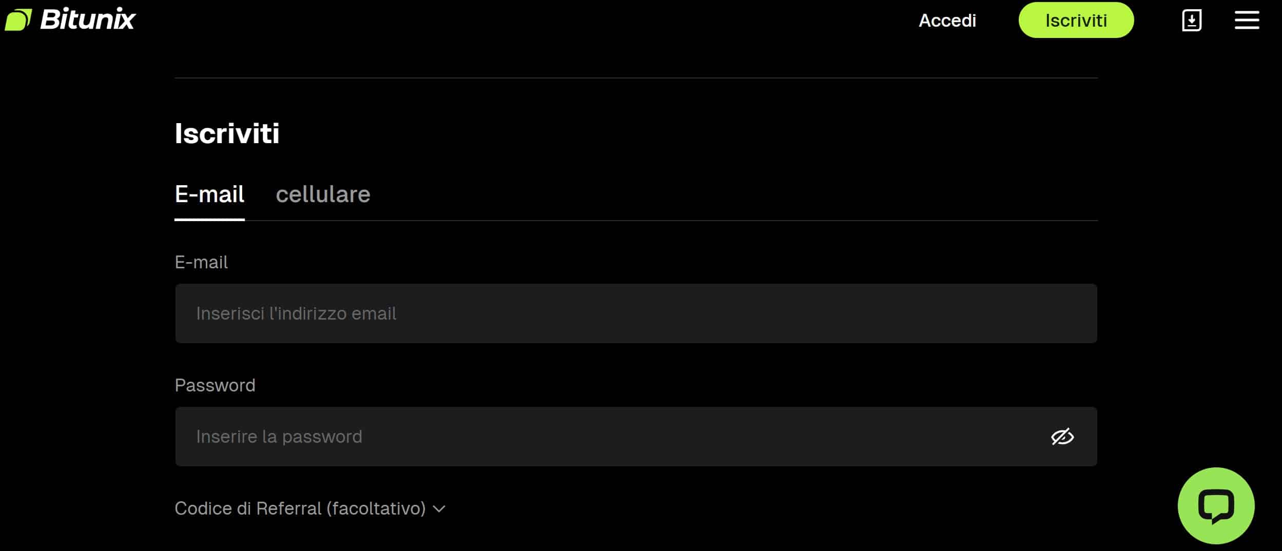 Bitunix Copy Trading - registrazione