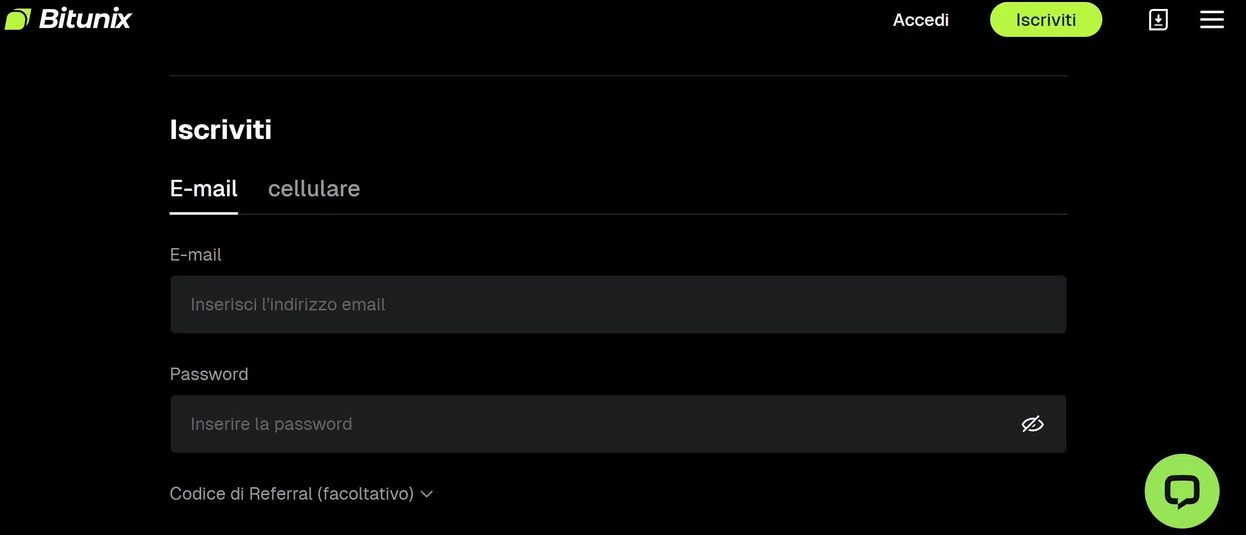 Bitunix Copy Trading - registrazione