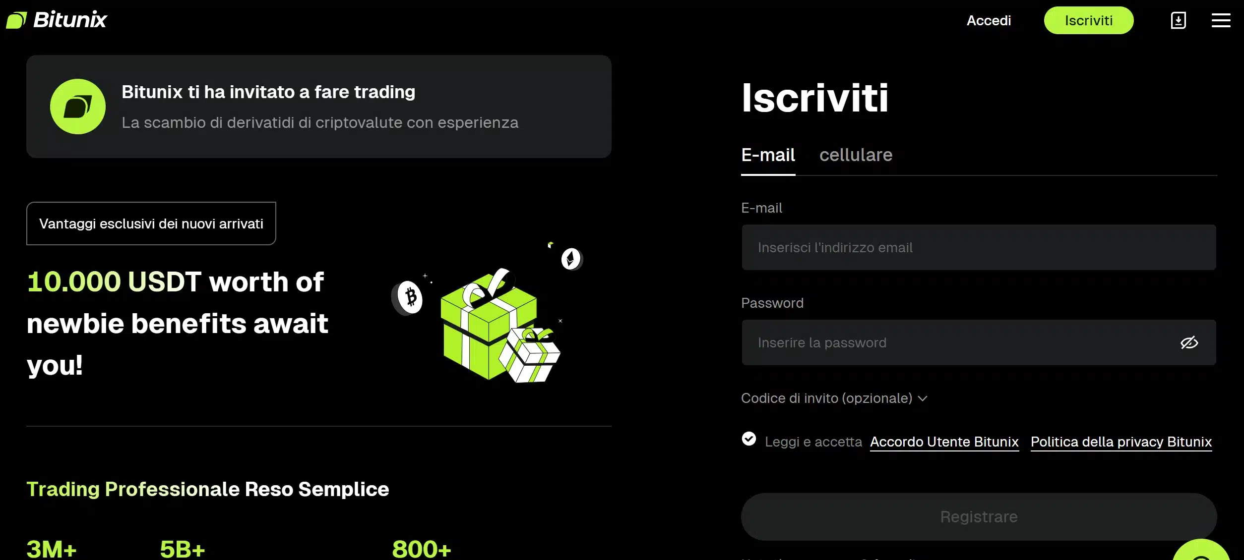 Bitunix Futures - registrazione