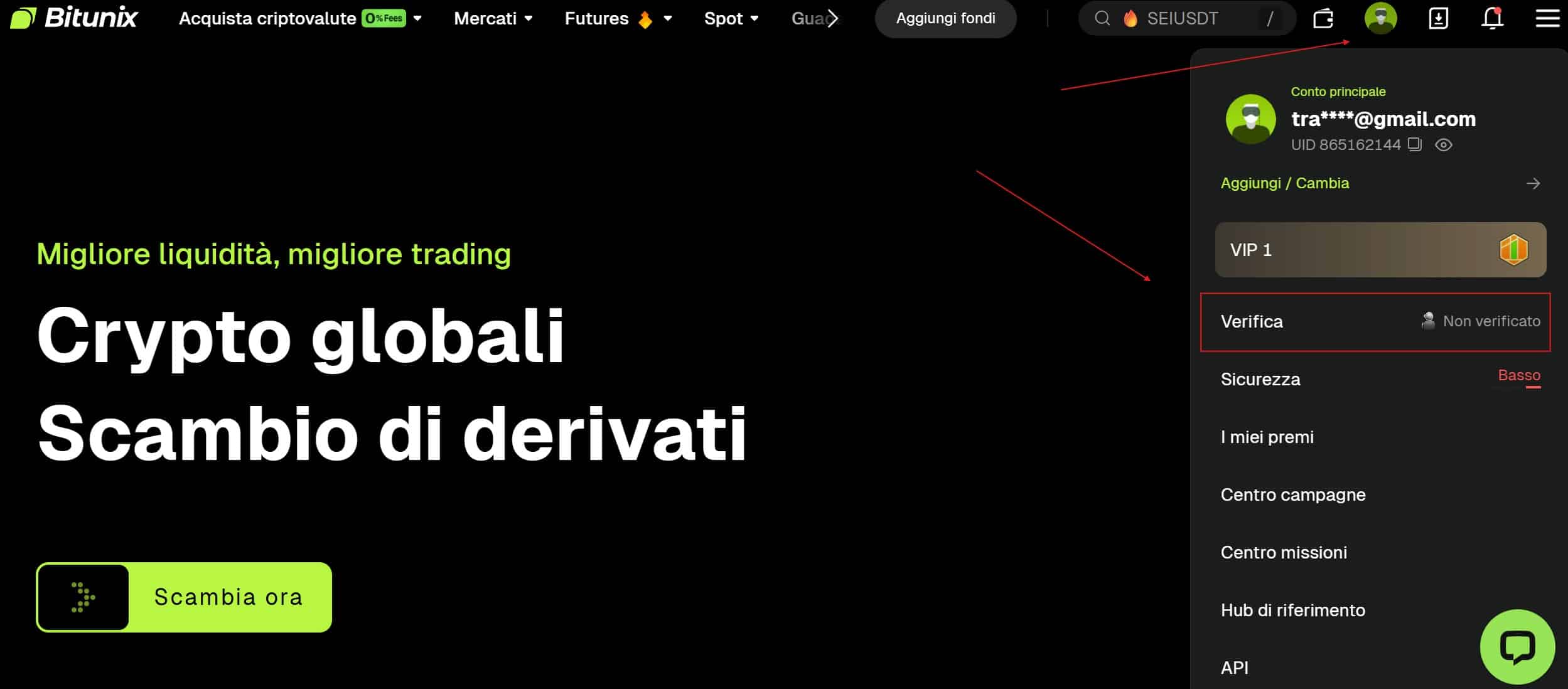 Bitunix KYC - come accedere alla verifica
