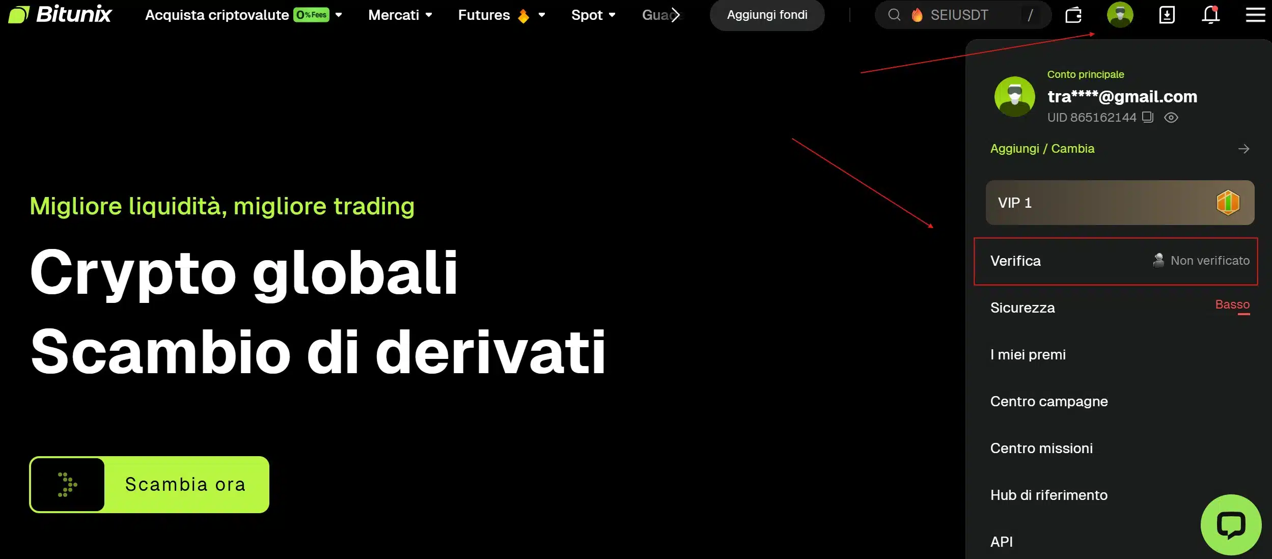 Bitunix KYC - come accedere alla verifica