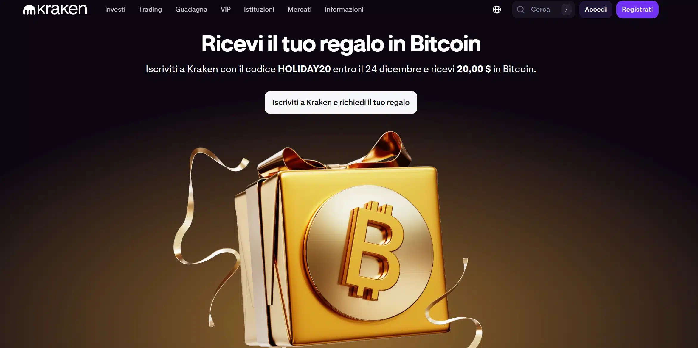 Bonus Bitcoin Kraken 20 dollari