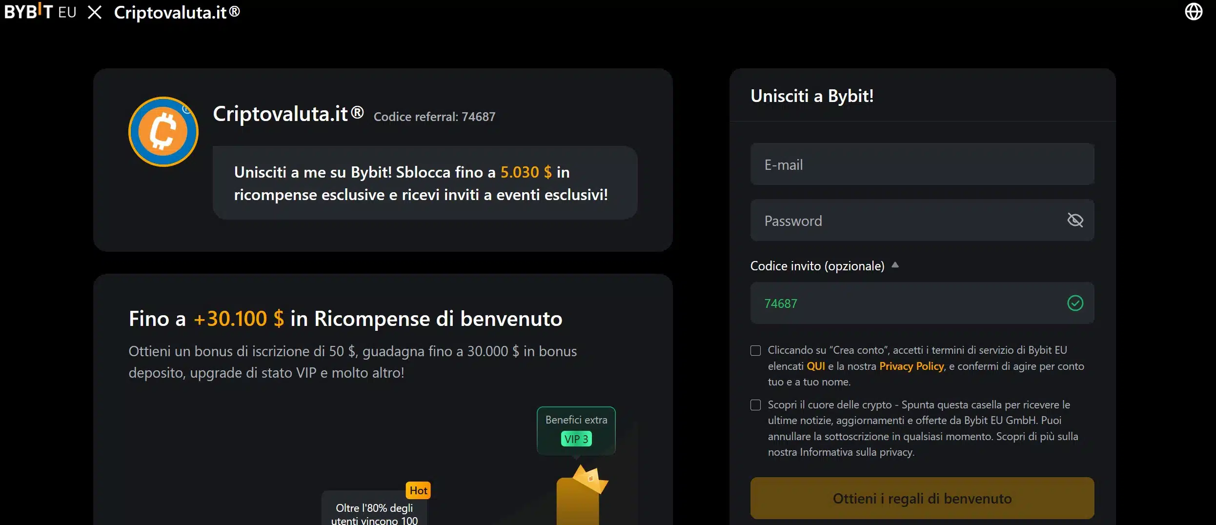 Acquisto ricorrente Bybit - registrazione