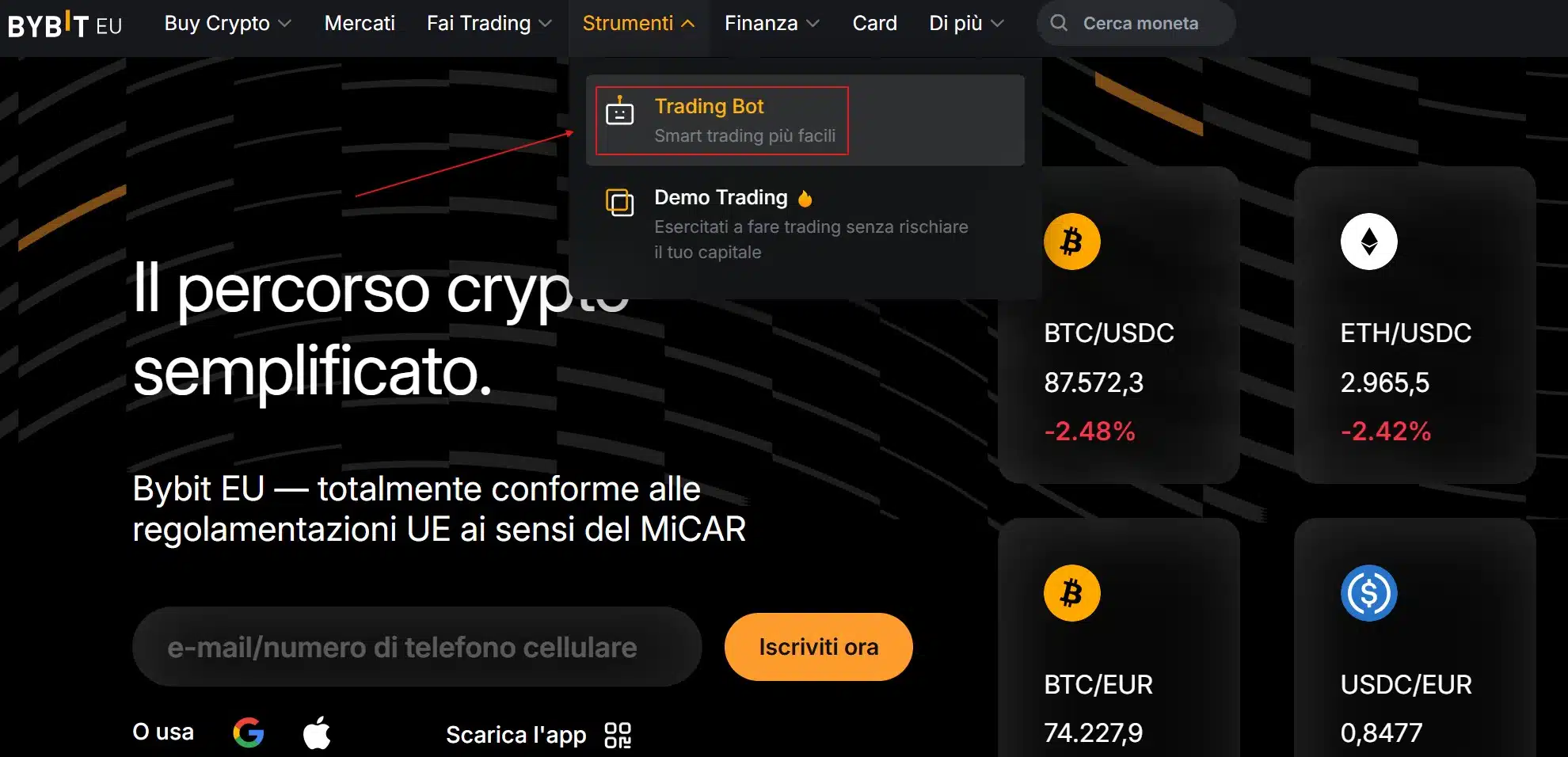 Migliori piattaforme trading automatico - Bybit