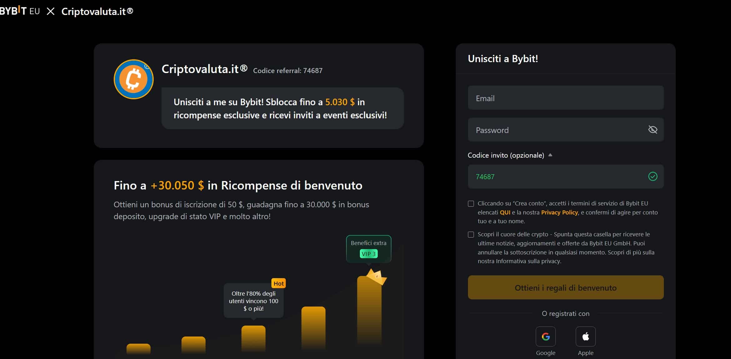 Promo natale Criptovaluta.it e Bybit - registrazione