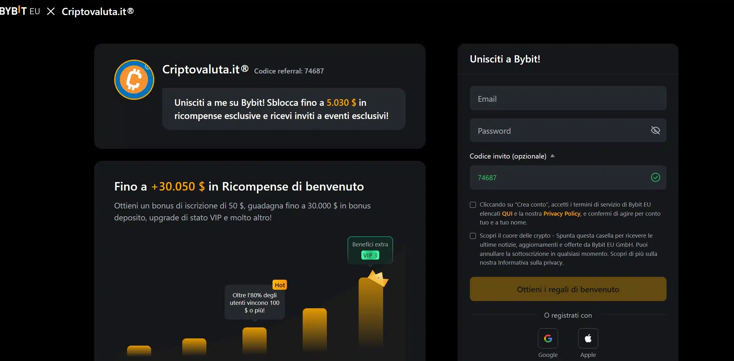 Promo natale Criptovaluta.it e Bybit - registrazione