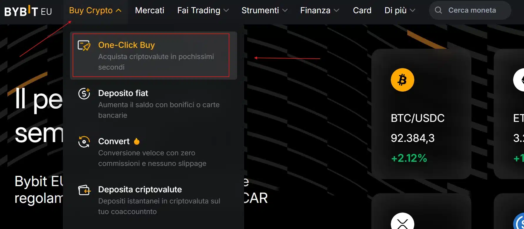 Recurring Buy di Bybit - accesso alla funzione