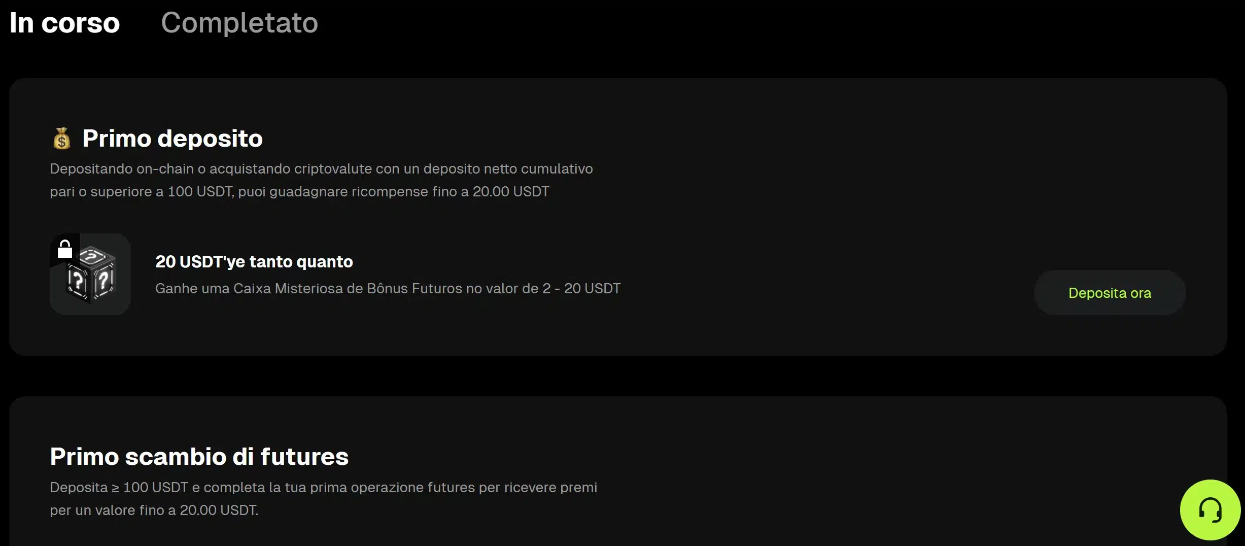 Task centro attività Bitunix per bonus e premi