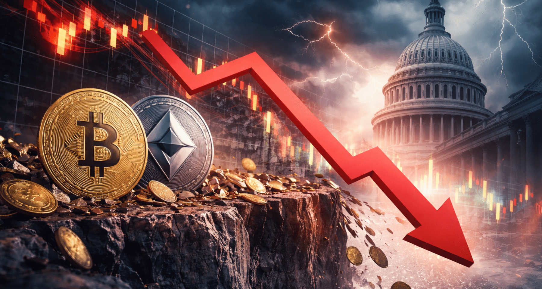 Crollo crypto: il rischio shutdown accende la miccia | Leva e bassa liquidità nel weekend