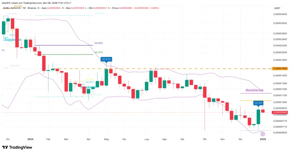 Shiba Inu (SHIB) - weekly 08 gennaio 2025