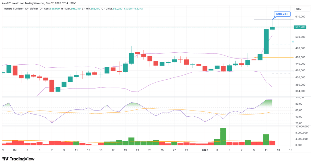 Monero (XMR)- 12 gennaio 2026
