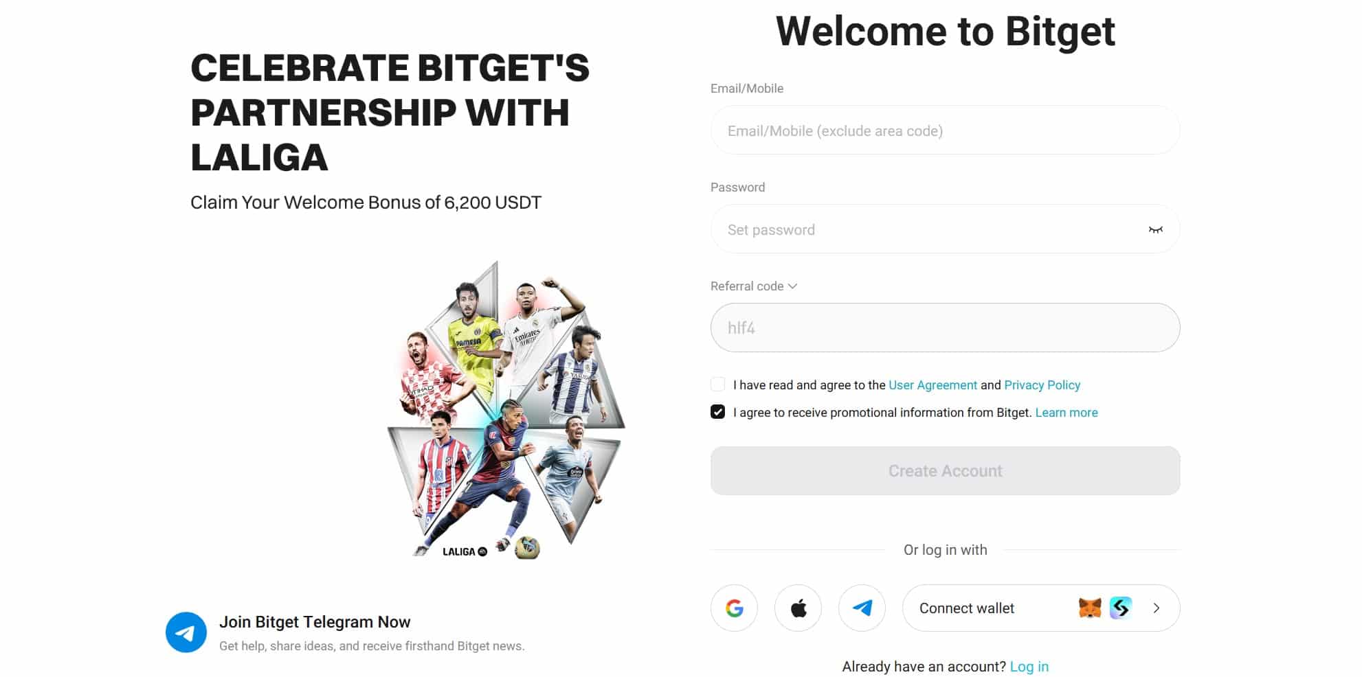 Bitget - registrazione