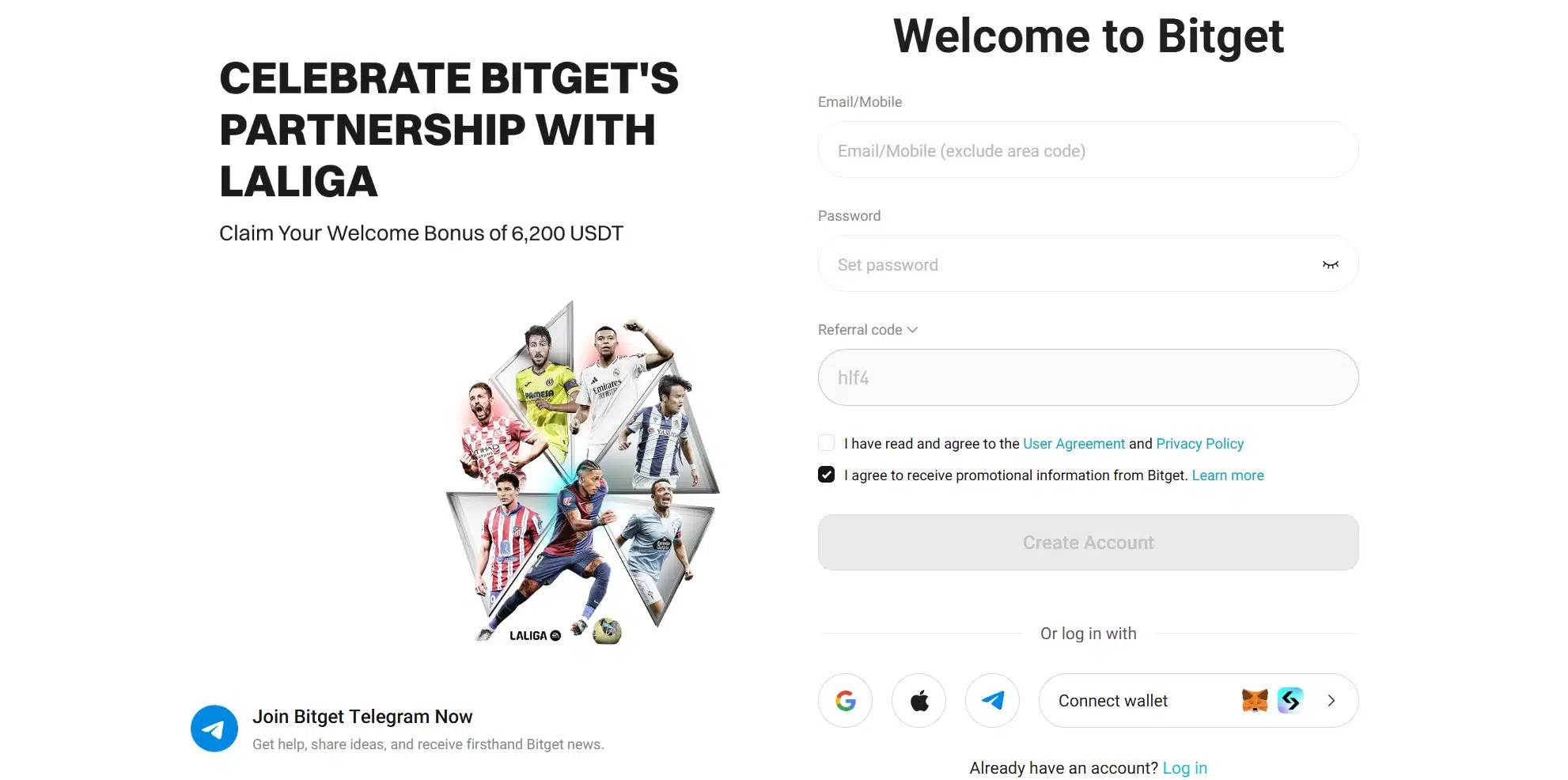 Bitget - registrazione