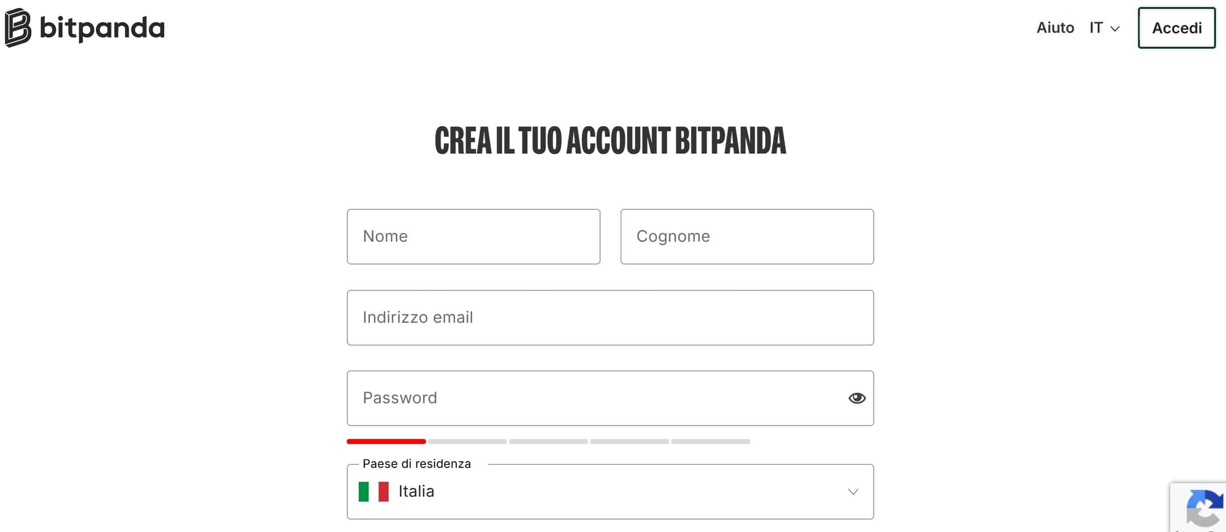 Bitpanda bonus - registrazione