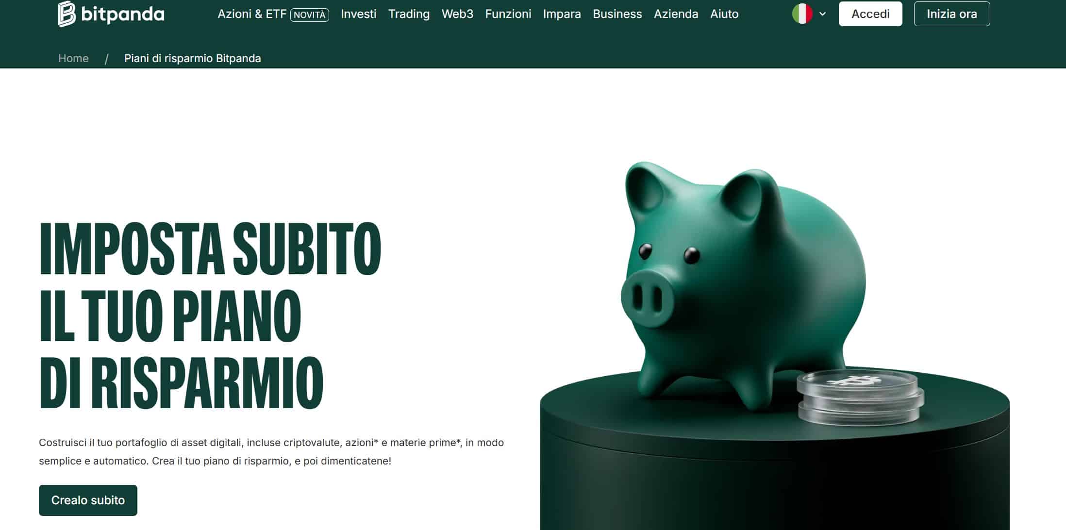 Bitpanda - piano di risparmio automatico