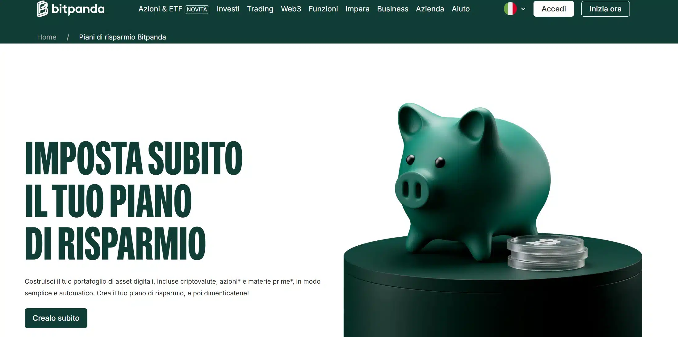 Bitpanda - piano di risparmio automatico