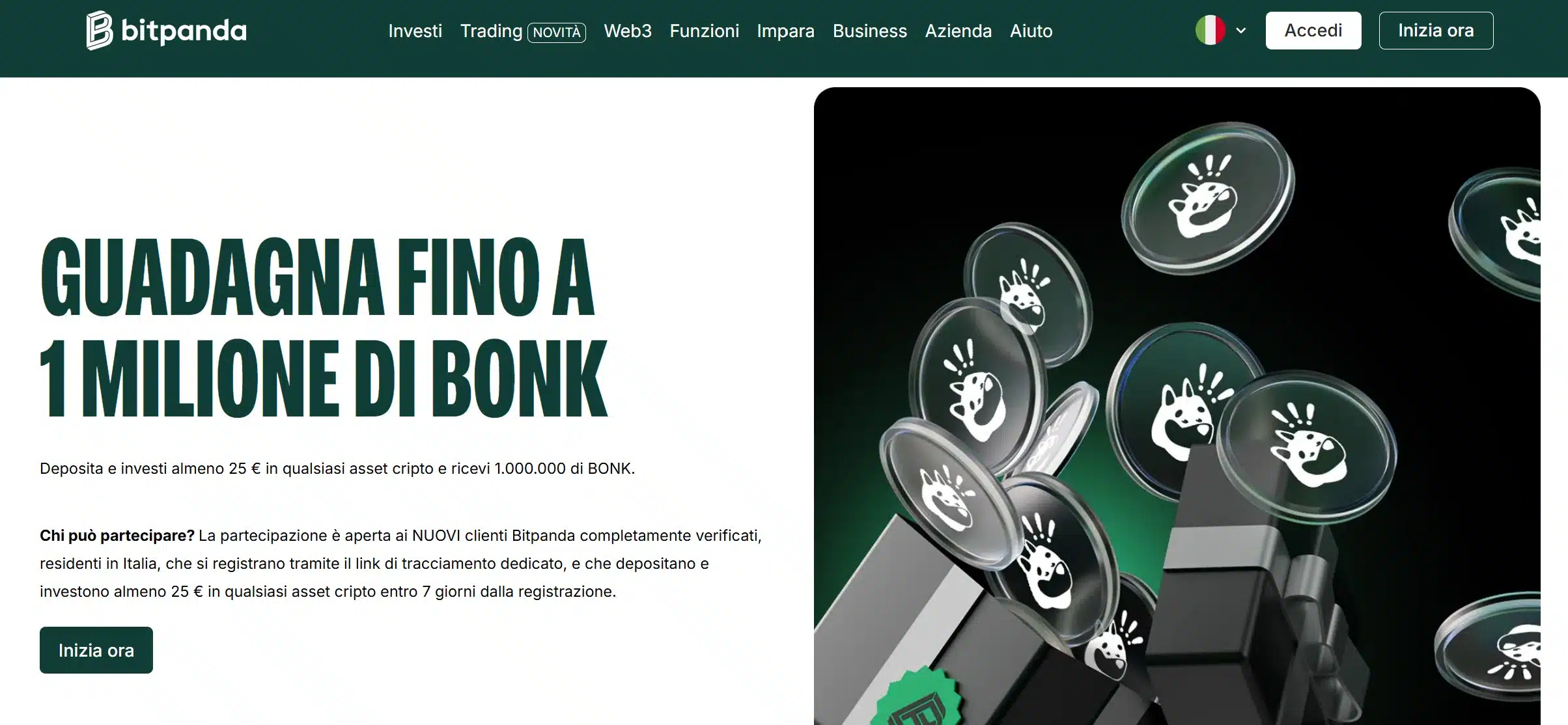 Bitpanda promo - 1 milione di BONK