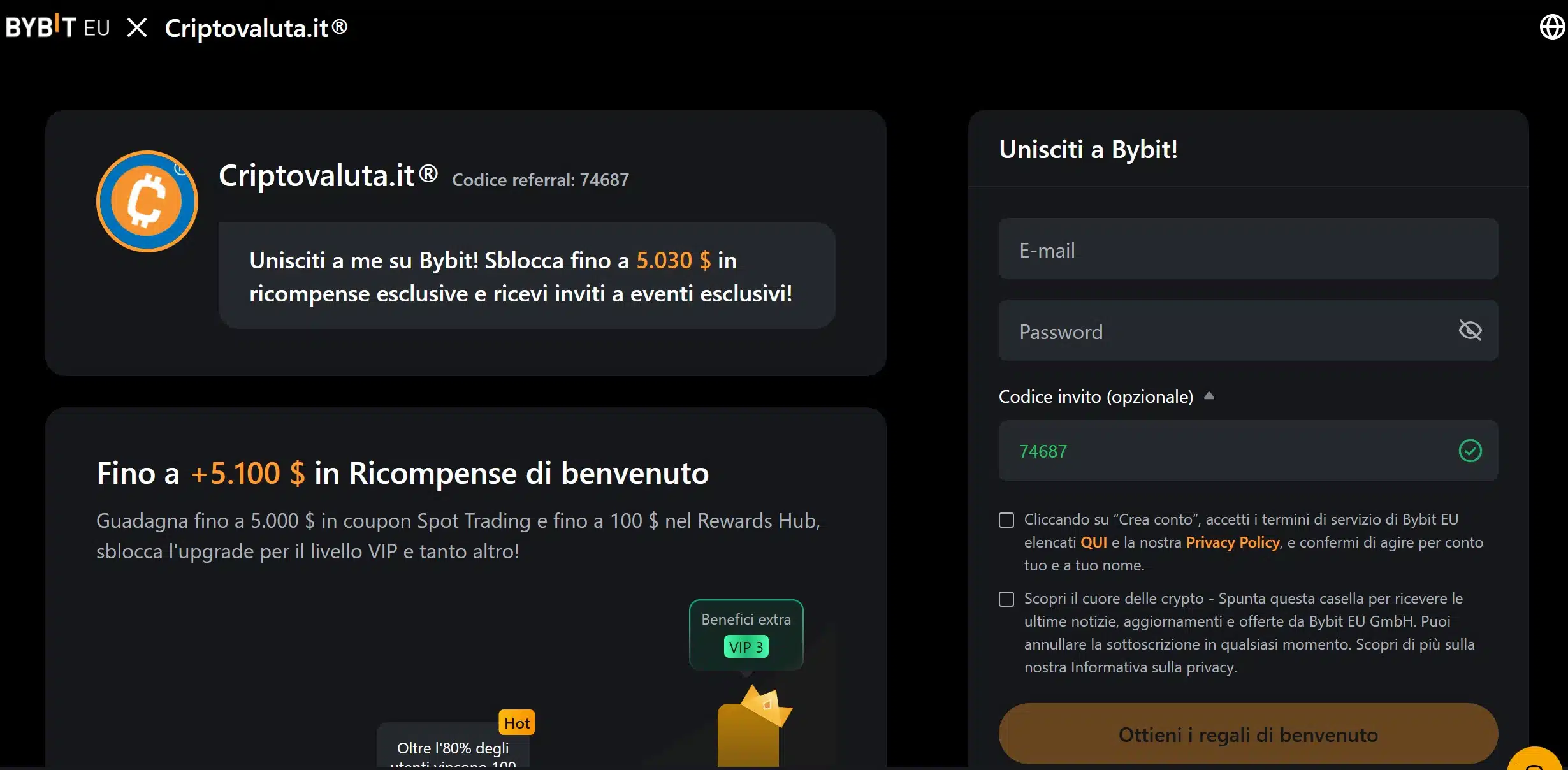Bybit Margin Trading Spot - registrazione