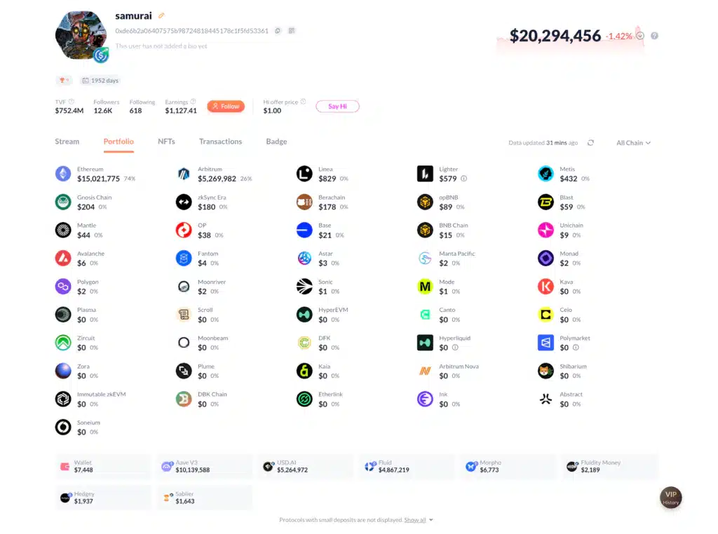 Debank tracking blockchain