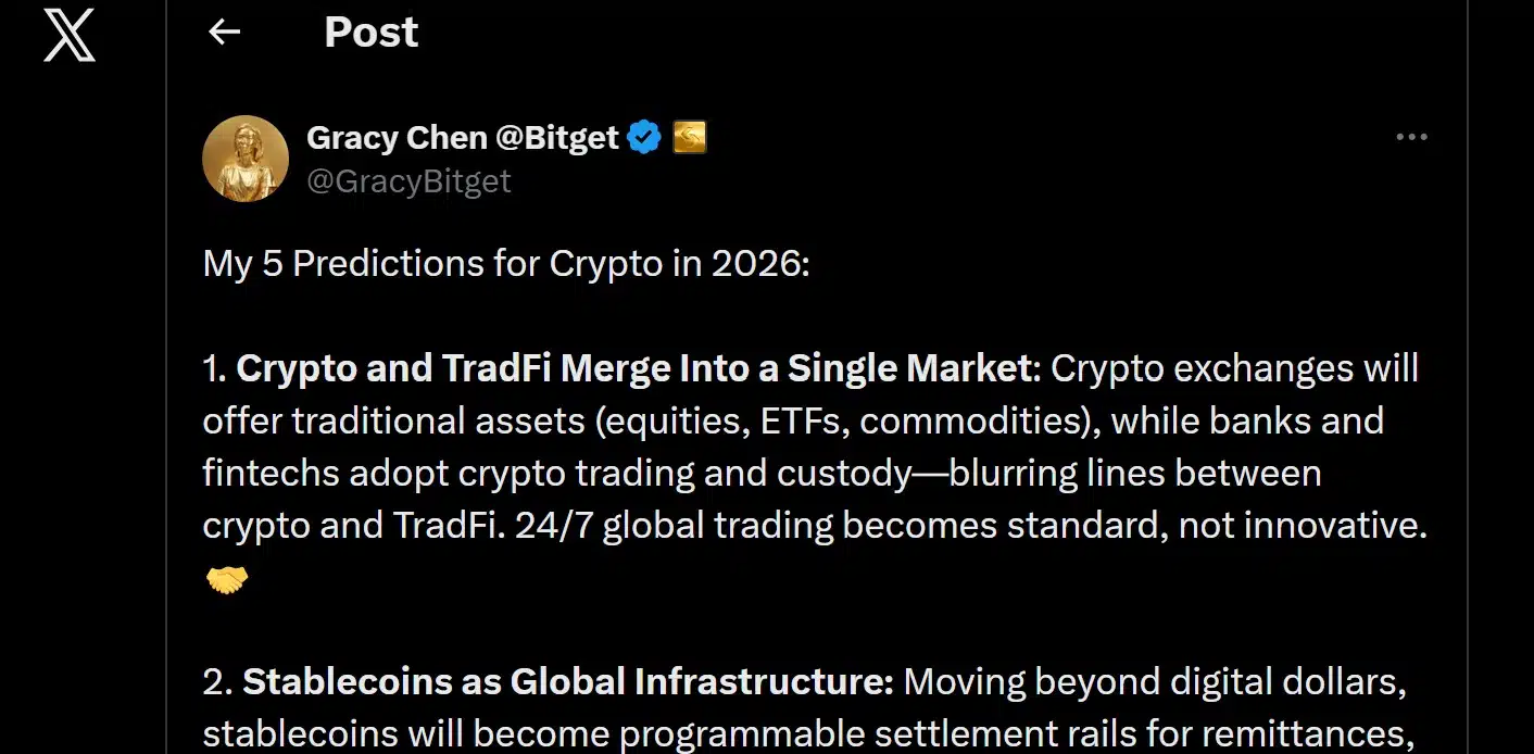 Gracy Chen - prospettive crypto 2026